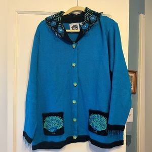 Storybook Knits Peacock Pocket Cardigan Size 1X